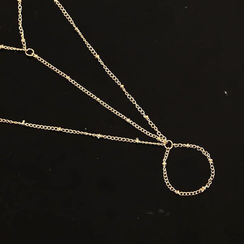 Hand Chain Bracelet Ring Bracelet Hand Chain Simple Gold Finger Bracelet Ring Hand Chain Slave Bracelets Dainty Boho Summer Beach Jewelry Gifts for Women(Gold, Style C) in Kuwait