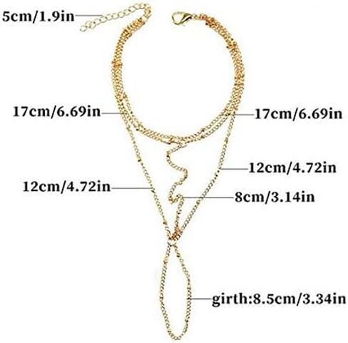 Hand Chain Bracelet Ring Bracelet Hand Chain Simple Gold Finger Bracelet Ring Hand Chain Slave Bracelets Dainty Boho Summer Beach Jewelry Gifts for Women(Gold, Style C) in Kuwait