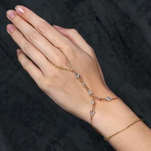 Ring Bracelet Hand Chain Bracelet Dainty Gold Finger Bracelet Turquoise Zircon Ring Hand Chain Slave Bracelets Simple Boho Summer Beach Jewelry Gifts for Women(Gold, Style A) in Saudi Arabia