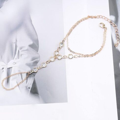 Ring Bracelet Hand Chain Bracelet Dainty Gold Finger Bracelet Turquoise Zircon Ring Hand Chain Slave Bracelets Simple Boho Summer Beach Jewelry Gifts for Women(Gold, Style A) in Saudi Arabia