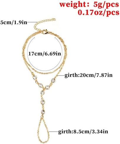 Ring Bracelet Hand Chain Bracelet Dainty Gold Finger Bracelet Turquoise Zircon Ring Hand Chain Slave Bracelets Simple Boho Summer Beach Jewelry Gifts for Women(Gold, Style A) in Saudi Arabia