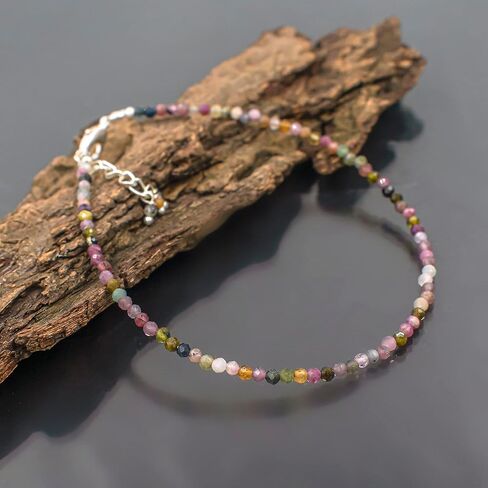 Natural Peridot Beads Bracelet Micro Faceted Gemstones Jewelry For Her, August Birthstone Energy Healing Crystals, Silver Plated Chain 8 inch, Christmas Gifts in Saudi Arabia