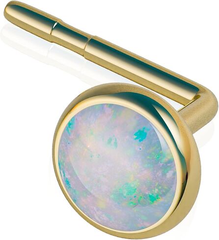 14k Gold Filled Nose Stud With White Opal - 22G L Shape Opal Nose Piercing Stud - 3mm Opal Nose Pin in Saudi Arabia