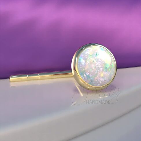 14k Gold Filled Nose Stud With White Opal - 22G L Shape Opal Nose Piercing Stud - 3mm Opal Nose Pin in Saudi Arabia