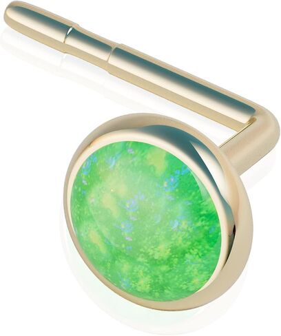 14k Gold Filled Nose Stud With White Opal - 22G L Shape Opal Nose Piercing Stud - 3mm Opal Nose Pin in Saudi Arabia