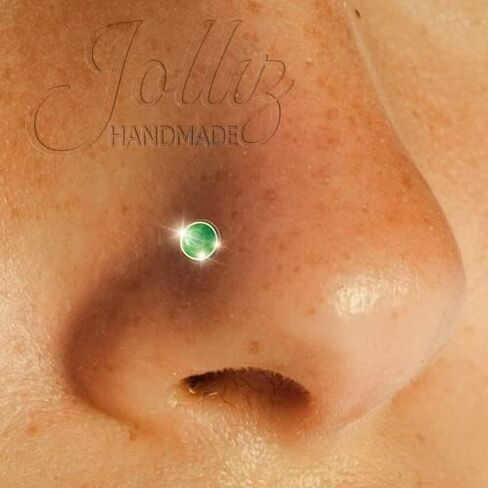 14k Gold Filled Nose Stud With White Opal - 22G L Shape Opal Nose Piercing Stud - 3mm Opal Nose Pin in Saudi Arabia