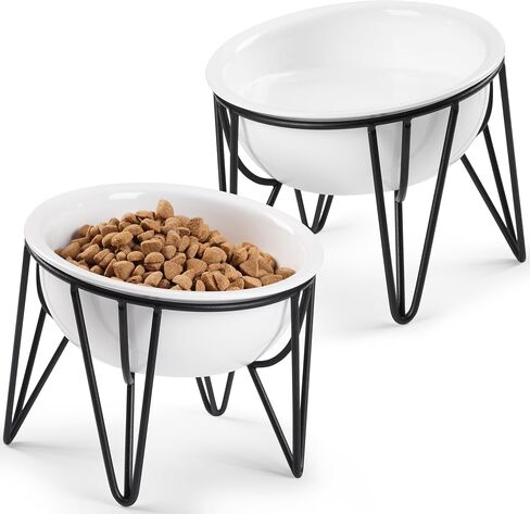 Elevated Ceramic Cat Bowls – Whisker-Friendly & Anti-Vomiting, Non-Slip Raised Cat Food Dishes – Stylish, Safe & Hygienic Feeding Set (2-Pack) in Saudi Arabia