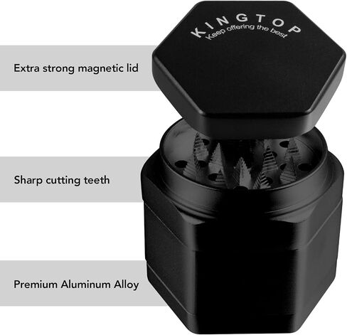 KINGTOP Grinder, 2.2" Magnetic Spice Grinder (Black) in Saudi Arabia