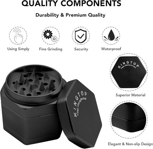 KINGTOP Grinder, 2.2" Magnetic Spice Grinder (Black) in Saudi Arabia