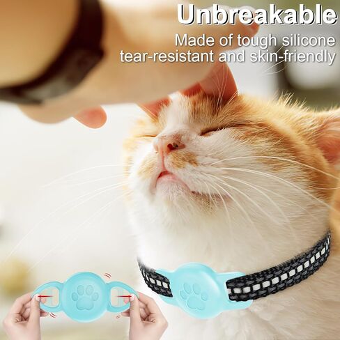 Reflective Airtag Cat Collar, Breakaway Cat Airtag Collar with Escape Buckle, Lightweight Cat Collar with Luminous Apple Air Tag Holder, Hidden GPS Tracker Holder for Cats, Kittens (Black, S) in Saudi Arabia