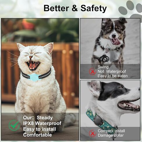 Reflective Airtag Cat Collar, Breakaway Cat Airtag Collar with Escape Buckle, Lightweight Cat Collar with Luminous Apple Air Tag Holder, Hidden GPS Tracker Holder for Cats, Kittens (Black, S) in Saudi Arabia