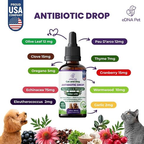 Herbal Supplements for Dogs & Cats | Dog & Cat Health Supplies Drops | Herbal Remedy with Cranberry, Respiratory & Cold Drop | 2 Fl.Oz in Saudi Arabia