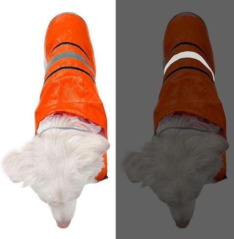 Dog Raincoat Waterproof Reflective Slicker - Lightweight Breathable Hooded Poncho Rain Coat Jacket with Adjustable Belly Strap and Leash Hole for Small Medium Large Dogs (Medium, Blue) in Kuwait
