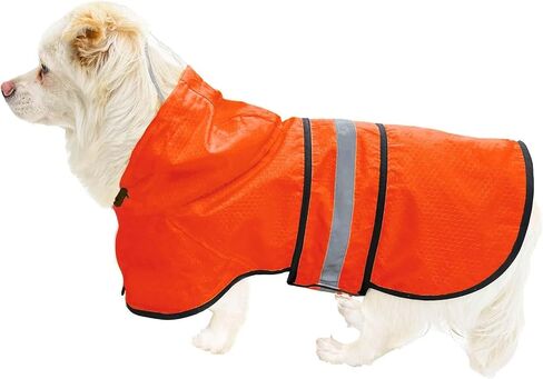 Dog Raincoat Waterproof Reflective Slicker - Lightweight Breathable Hooded Poncho Rain Coat Jacket with Adjustable Belly Strap and Leash Hole for Small Medium Large Dogs (Medium, Blue) in Kuwait