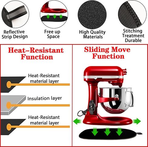 Sliding Mat for Kitchen aid 5-8 Qt Bowl-Lift Stand Mixer,Mixer Mover Slider Mat Pad with 4 Pack Cord Organizers for Appliances,Heat Resistant Mat For Appliance,Kitchen aid Mixers Accessories. in Saudi Arabia