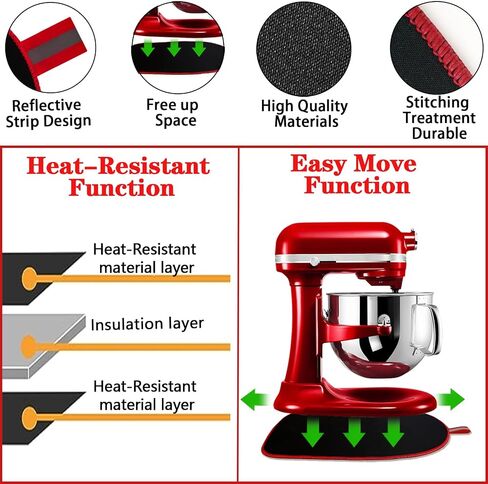Sliding Mat for Kitchen aid 5-8 Qt Bowl-Lift Stand Mixer,Mixer Mover Slider Mat Pad with 4 Pack Cord Organizers for Appliances,Heat Resistant Mat For Appliance,Kitchen aid Mixers Accessories. in Saudi Arabia