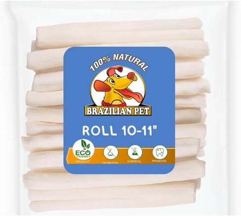 All Natural Treats Rawhide Retriever Beefhide Rolls Dog Chews Bones 10-11" - Single Ingredient - Long Lasting (20 Count) in Saudi Arabia