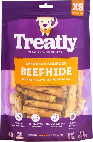 American Sourced Beefhide Mini Rolls 3-3.5" Dog Chew Treats - Chicken Flavor, 40 Count/1 Pack in Saudi Arabia