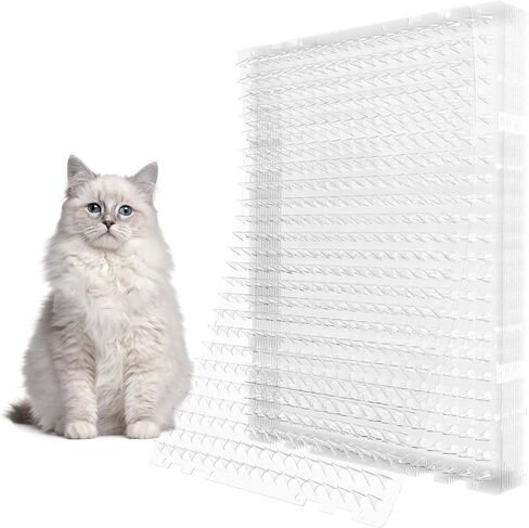 16 x 13 Inch Clear Cat Scat Mat with Spikes Outdoor/Indoor, 12 Pack Deterrent Mat with 50 Stickers in Kuwait