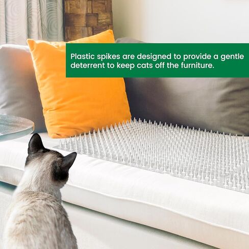 16 x 13 Inch Clear Cat Scat Mat with Spikes Outdoor/Indoor, 12 Pack Deterrent Mat with 50 Stickers in Kuwait