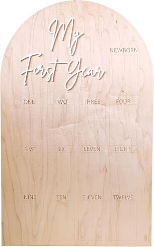 My First Year Photo Display Wood, 12 Months Picture Frame Personalized, 1st Birthday Decorations for Boy (White) in Saudi Arabia