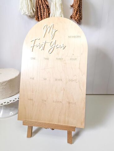 My First Year Photo Display Wood, 12 Months Picture Frame Personalized, 1st Birthday Decorations for Boy (White) in Saudi Arabia