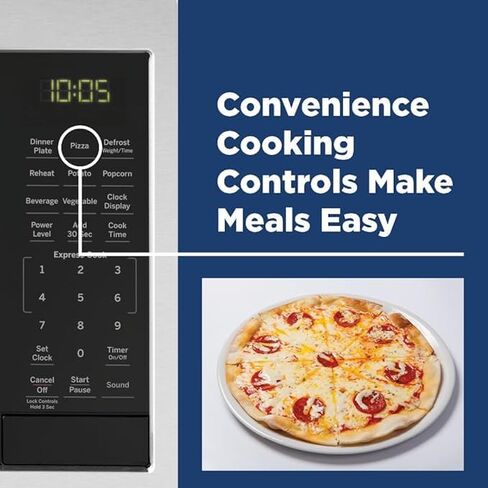 GE GCST09N1WBB Microwave Oven, 900-watt 7 Auto Cooking Settings, Child-Lock Technology, Kitchen Essentials for The Countertop, Dorm Room or Apartment, Compact 0.9 Cu. Ft, Black in Saudi Arabia
