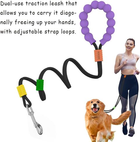 Hands Free Dog Leash, Shoulder or Waist Leash for Dog Walking, Comfortable Holding with NBR Foam Handle, Double Dog Rope Leash, Adjustable Dog Leash for Training Jogging Hiking(Black) in Saudi Arabia