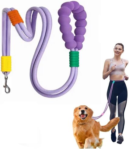 Hands Free Dog Leash, Shoulder or Waist Leash for Dog Walking, Comfortable Holding with NBR Foam Handle, Double Dog Rope Leash, Adjustable Dog Leash for Training Jogging Hiking(Black) in Saudi Arabia