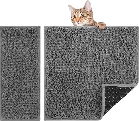 2 Pcs Cat Litter Trapping Mat Litter Box Scatter Control Pad Litter Free Floors and Non Slip Litter Box Mat Traps Mess and Litter from Box, Machine Washable in Saudi Arabia