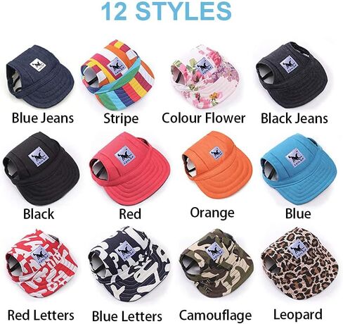 Leconpet Baseball Caps Hats with Neck Strap Adjustable Comfortable Ear Holes for Small Medium and Large Dogs in Outdoor Sun Protection (S, Colour Flower) in Kuwait
