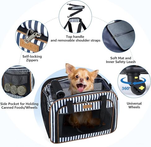 Lekebobor Pet Carrier with Wheels for Small Dogs and Cats,Airline Approved Rolling Pet Carrier with Telescopic Handle,Rolling Dog Cat Carrier,Grey in Saudi Arabia