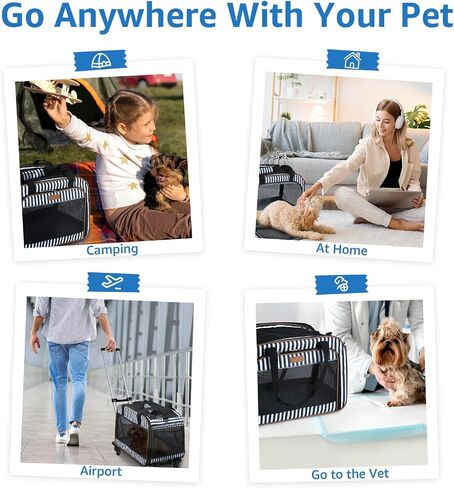Lekebobor Pet Carrier with Wheels for Small Dogs and Cats,Airline Approved Rolling Pet Carrier with Telescopic Handle,Rolling Dog Cat Carrier,Grey in Saudi Arabia