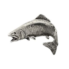 Rainbow Trout, Fish Pin, Pewter, F003A, 1 1/2", Red sides, Silver trout, River trout, Steelhead, Sea-run trout, bow, rainbows, Lapel Pin, Hat Pin, Pins, Brooch, Jewelry, Gift, 100% Handmade.