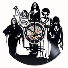 Vinyl Record Clock - Spooky Gifts for Horror Movie Room Decor - Halloween Wall Clock - Goth Clock - Creepy Touch for Your Haunted Home