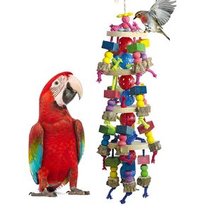 Large Parrot Bird Chewing Toys-Natural Nuts Corn Parrot Tearing Toy-Wooden Bird Cage Toy for African Grey,Macaws Cokatoos,Amazon Parrots and Other Large Birds
