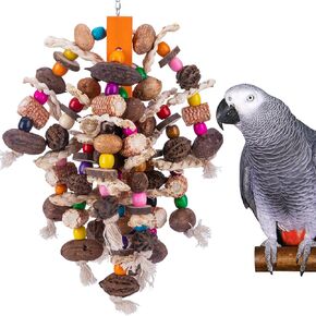 Large Parrot Bird Chewing Toys-Natural Nuts Corn Parrot Tearing Toy-Wooden Bird Cage Toy for African Grey,Macaws Cokatoos,Amazon Parrots and Other Large Birds in Kuwait