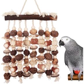 Extra Large Parrot Toy-Natural Wooden Chewing Tearing Toy for African Grey, Amazon Parrots, Macaws, Medium Breeds