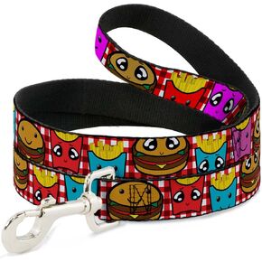 Dog Leash Burger Fries Cartoon 6 Feet Long 1.0 Inch Wide