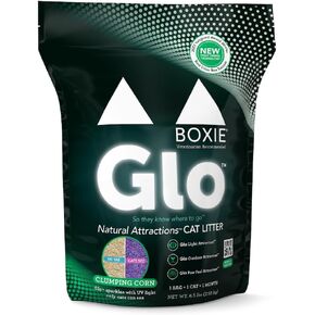 Boxie® Glo™ Natural Attractions 30 Day Odor Control Clumping Corn Cat Litter, 16.5 lb, 99.9% Dust-Free, Plant-Based, Lightweight, Strong Clumping, UV Light Attractant for Litter Box Use