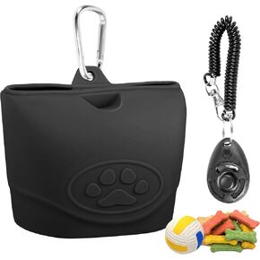 1PCS Dog Clicker Training Portable Pet Walking Bags for Dogs and Cats - Silicone Dog Treat Pouchches Zipper Design, Easy to Clean, Odorless, Moistureproof - Ideal for Travel and Training