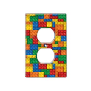 Decorative Wall Switch Cover Plate - Building Blocks Decor Switch Plate - Multi-colored Additional Nursery and Playroom Decor (Single Outlet Cover)