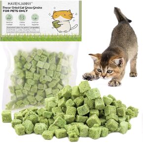 HavenJanny 60g Cat Grass Treats for Cat, Natural Dried Cat Grass Teething Stick Snacks for Cats, Edible Cat Chew Toys for Teeth Cleaning and Hairball Removal
