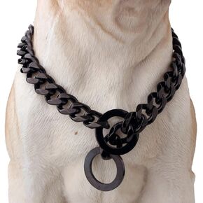 Heavy Metal 15mm Duty Black Solid Stainless Steel Dog Choke Chain Collar Pet Necklace for Pit Bull, Mastiff, Bulldog, & Big Breeds 12 Inches-34 Inches (34inch Chain(Suggest Dog Neck 30inch))