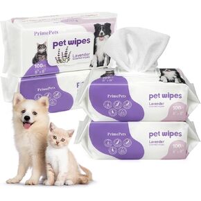 PrimePets Dog Wipes, 400 Count, 8" x 8" Pet Grooming Wipes for Dogs Cats Cleaning Deodorizing, Lavender Scented, Extra Thick Dog Paw Wipes for Sensitive Skin, Clean Ears, Eyes, Butt, Body & Teeth