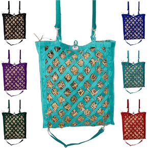 Majestic Ally Premium Nylon Hay Bag for Horses and Livestock, Simulates Grazing, Slow Feeding, Heavy-Duty PP Webbing,Quick-Adjust Straps, Small Hole for Digestion, Multiple Colors (Hunter Green)