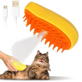 Cat Steam Brush - 3 In 1 Cat Steamy Brush, Silicone Massage Grooming Brush Rechargeable Pet Hair Remover and Grooming Tool – USB Powered Pet Accessory