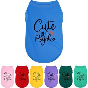 Expressive Polyester Dog Shirt Vest: Soft and Lightweight Puppy Shirt for Small and Medium Dogs, Featuring The Playful 'Cute but Psycho' Slogan Print Shirts Tank Top Purple M
