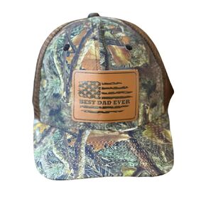 Best Dad Ever American Flag Camouflage Hat for Dad, Daddy Leather Patch Snapback Hat, Baseball Cap for Dads, Fathers Day Gift For Army Dad, Dad Hat Mesh in CAMO