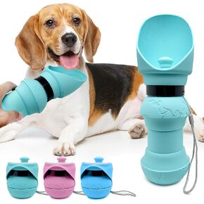 Portable Dog Water Bottle, Collapsible Dog Water Dispenser | Leak Proof Dog Travel Water Bottle | Dog Water Bottle Portable for Outdoor Walking, Hiking, Travel | 19oz (Tiffany Blue, 19 oz)